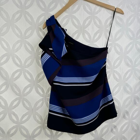 Banana Republic One Shoulder Bow Striped Blouse Size 2 NWT $78 - Picture 8 of 11